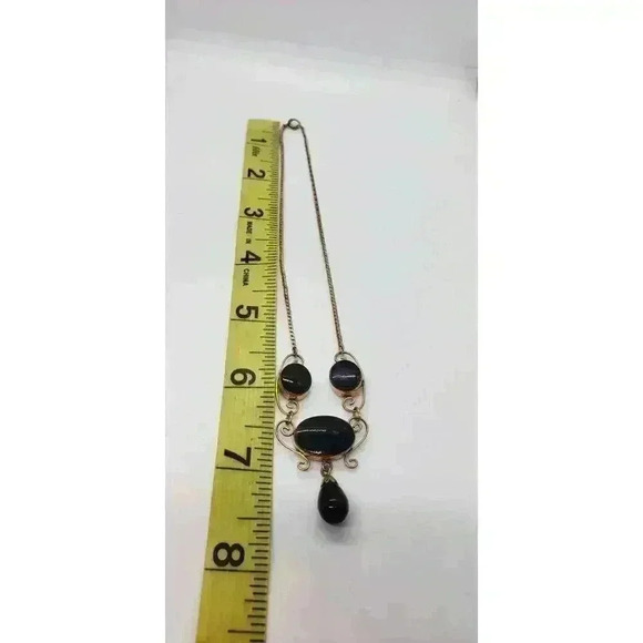 Vintage 12k Gold Filled Onyx Necklace Earrings Set Orig Box NOS Van Dell - Picture 14 of 15